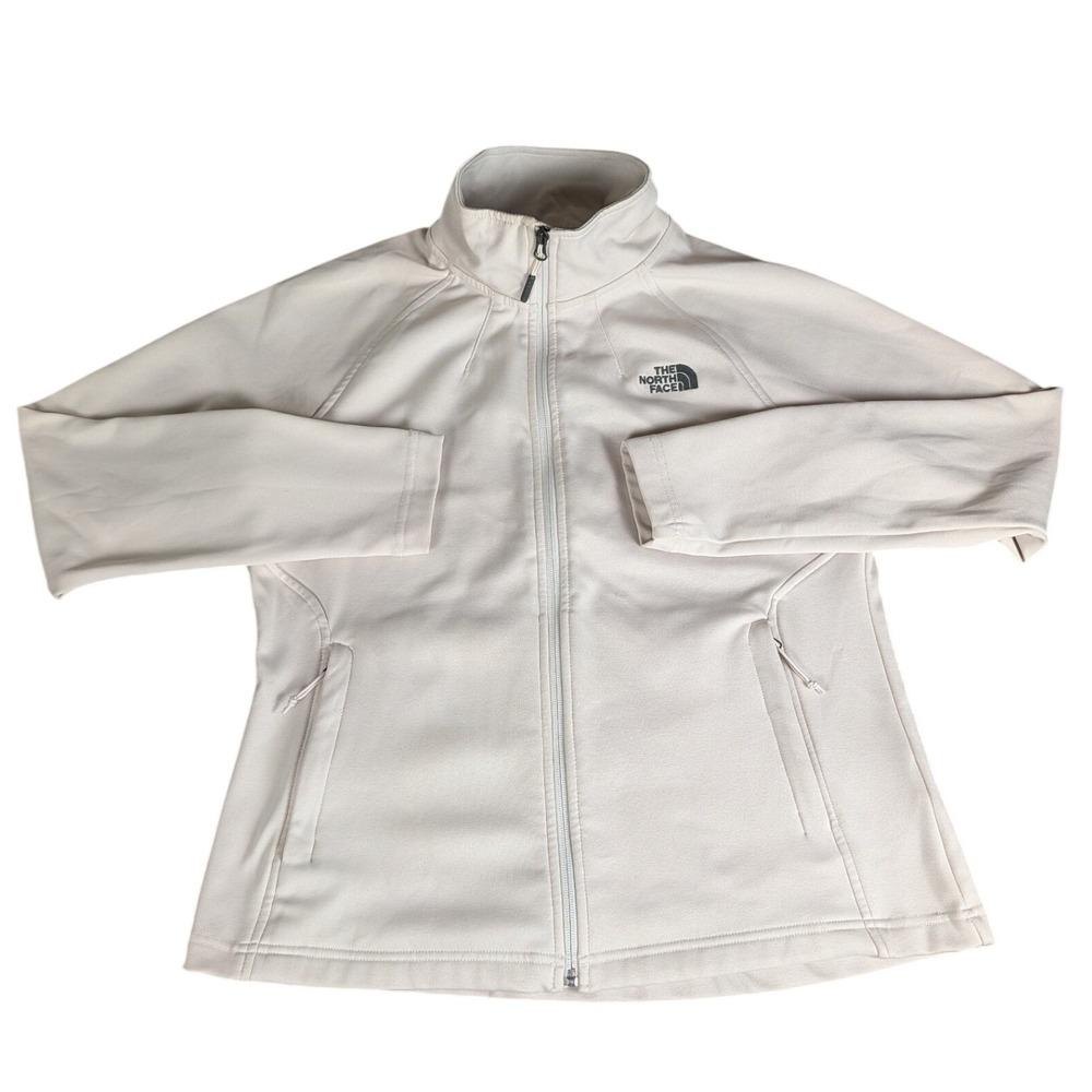 The North Face Womens Full Zip Fleece Jacket Cream Off White Mock Neck L